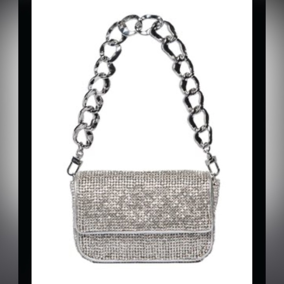 STAUD Handbags - Staud MINI TOMMY CRYSTAL BAG IN SILVER Chain Strap Women's Bag